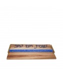 Wooden tray with blue resin handles 46x23x1.5cm