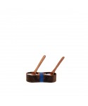 Wooden salt and pepper shakers with blue resin spoons