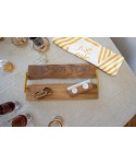 Wooden tray with beige resin handles 46x23x1.5cm