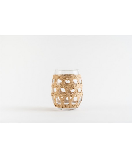 Verres à eau en rotin 9x9x12cm - lot de 6