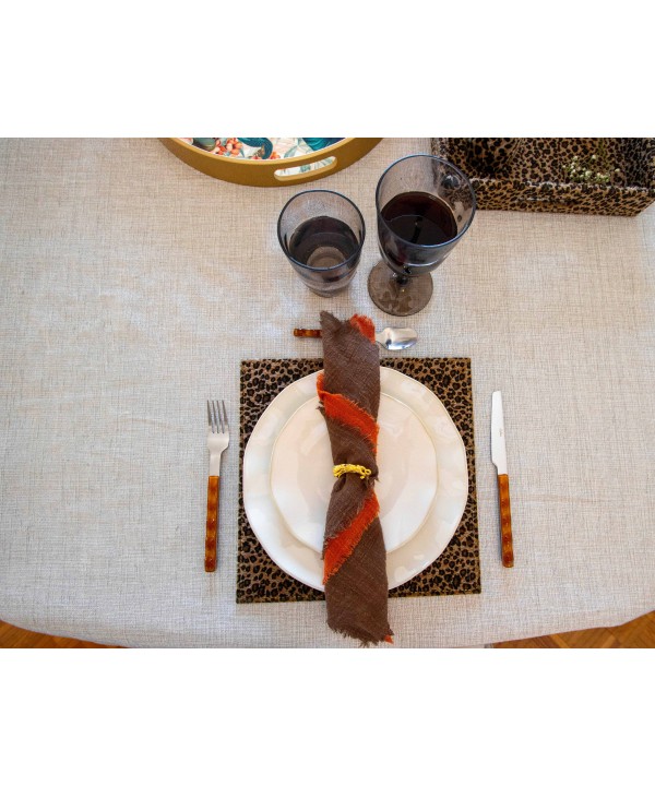 24-piece silver-plated household set with brown handle