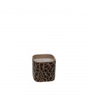 Leopard glass candle 8x8x8cm