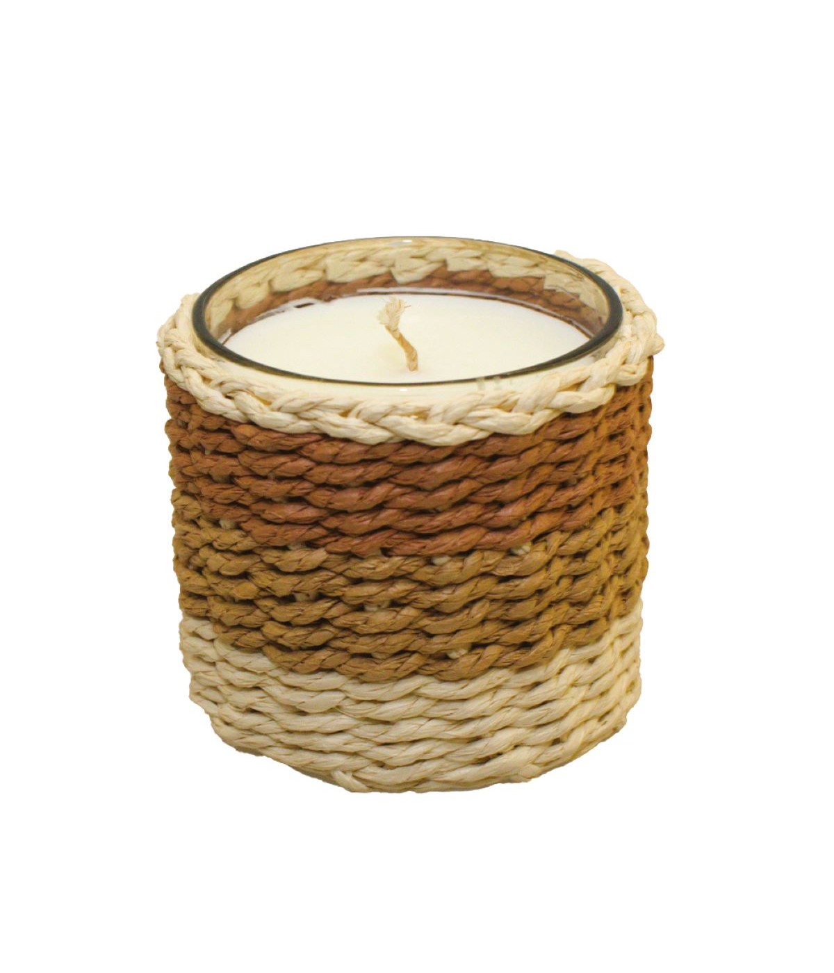 Braided glass candle brown and yellow musk scent large model