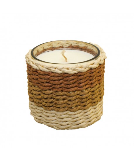 Braided glass candle brown and yellow musk scent large model