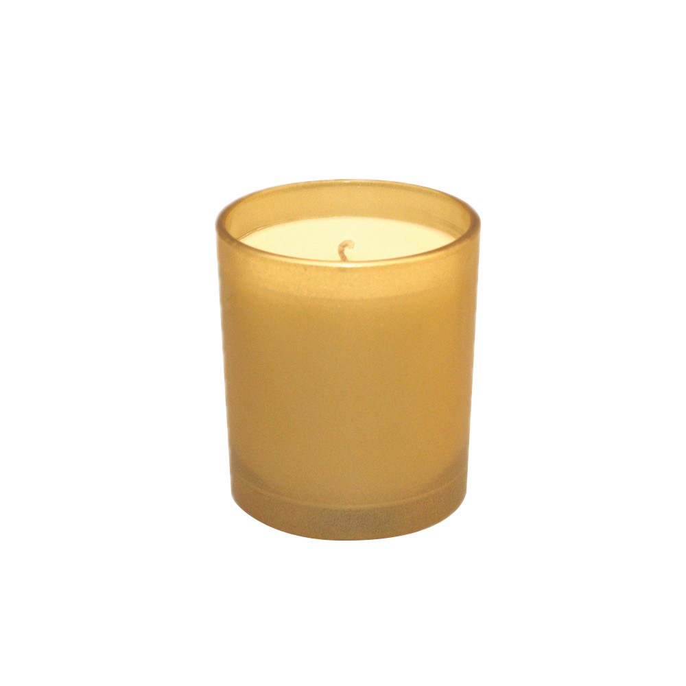 Gold candle vanilla scent 7x7x8cm