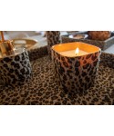 Leopard glass candle 8x8x8cm