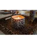 Leopard glass candle 8x8x8cm