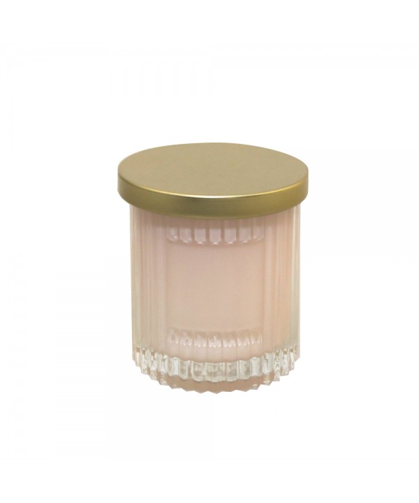 Bougie rose avec couvercle doré parfum coco