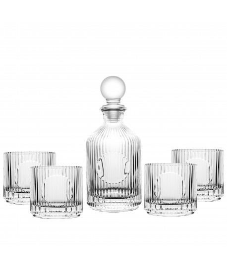 Coffret whisky en verre rayé avec carafe 500ml et 4 verres 330ml