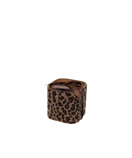 Leopard glass candle 8x8x8cm
