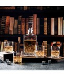 Chased glass whisky set with decanter and 4 glasses