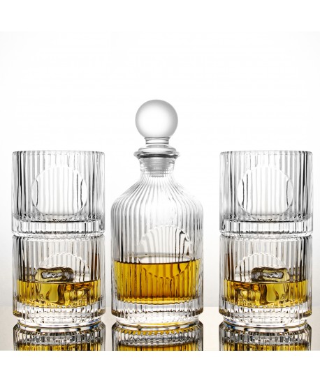 Coffret whisky en verre rayé avec carafe 500ml et 4 verres 330ml