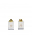Gilded medallion crystal salt and pepper shakers