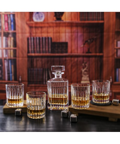 Coffret whisky en verre avec carafe 850ml et 4 verres 300ml