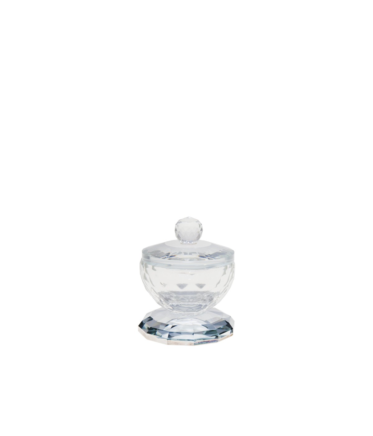 Silver crystal salt cellar with lid