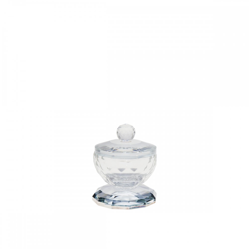 Silver crystal salt cellar with lid