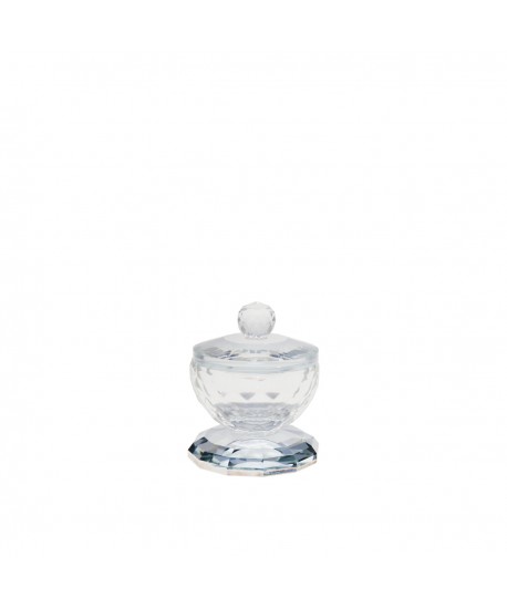 Silver crystal salt cellar with lid