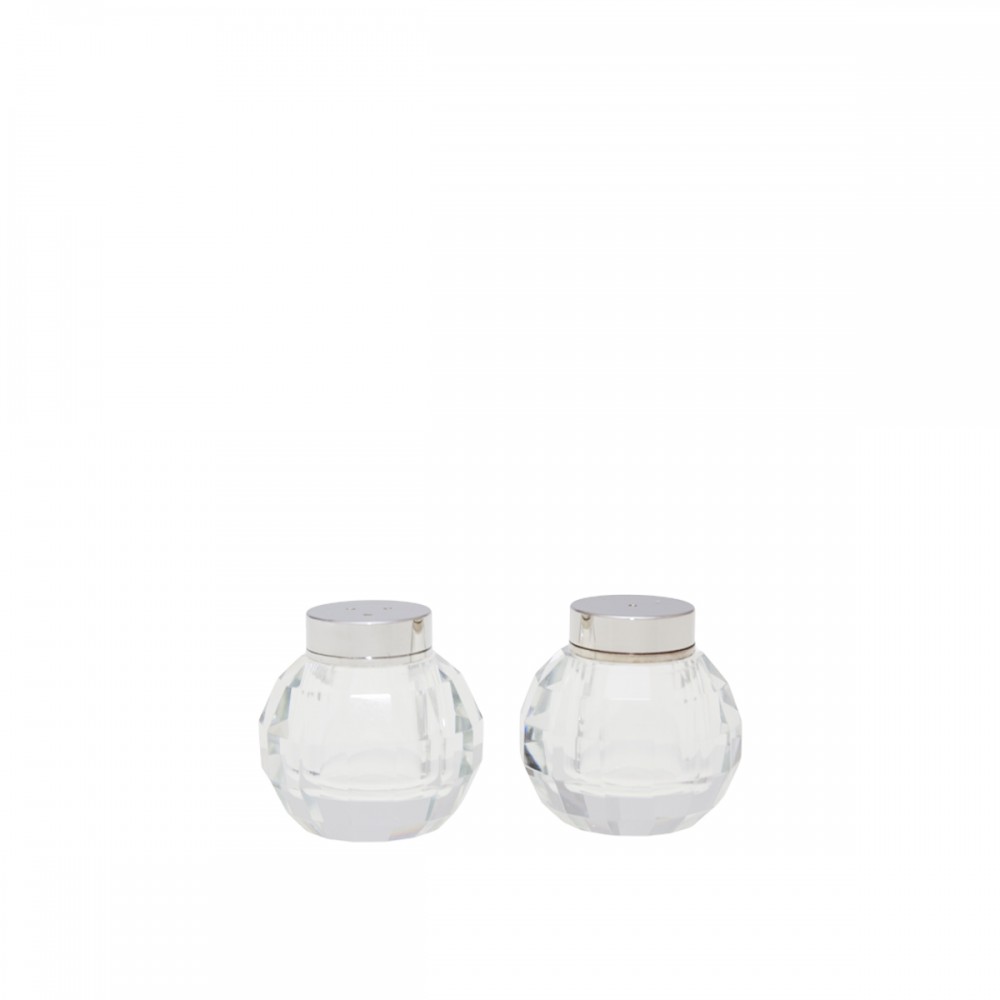 Round crystal salt and pepper shakers