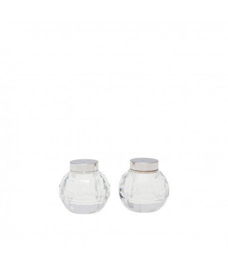 Round crystal salt and pepper shakers