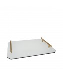 Smoked grey tray with gold handles 40x30x5cm