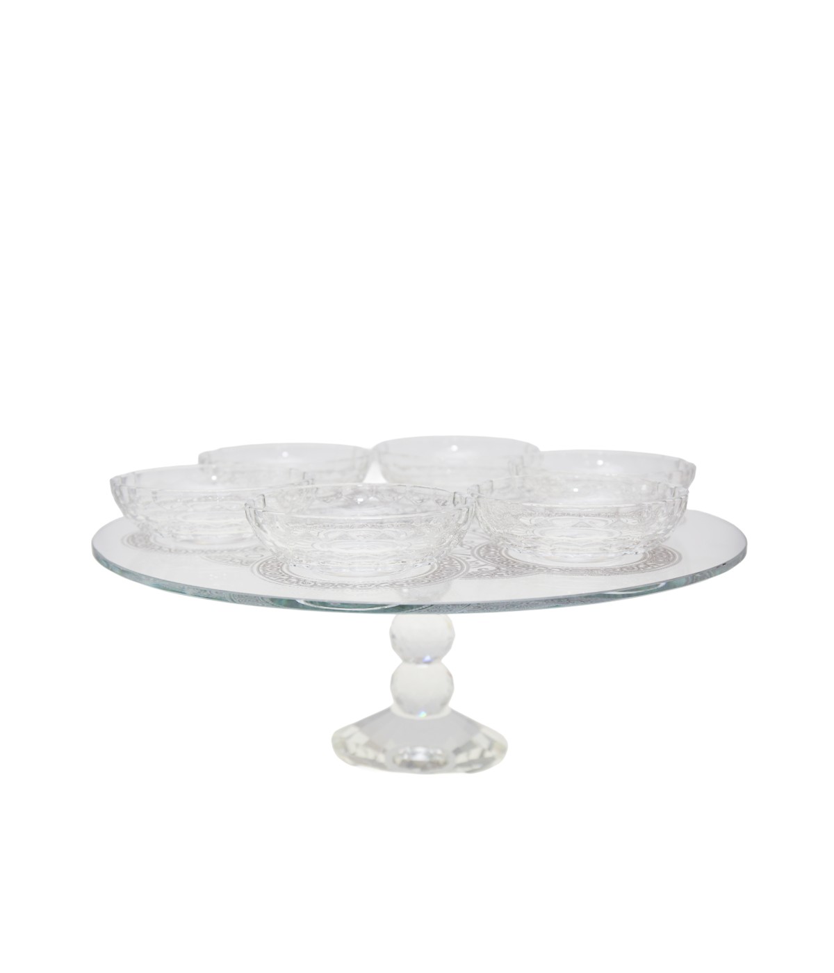 Seder tray on crystal stand 38x38x18cm