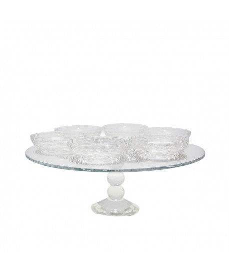 Seder tray on crystal stand 38x38x18cm