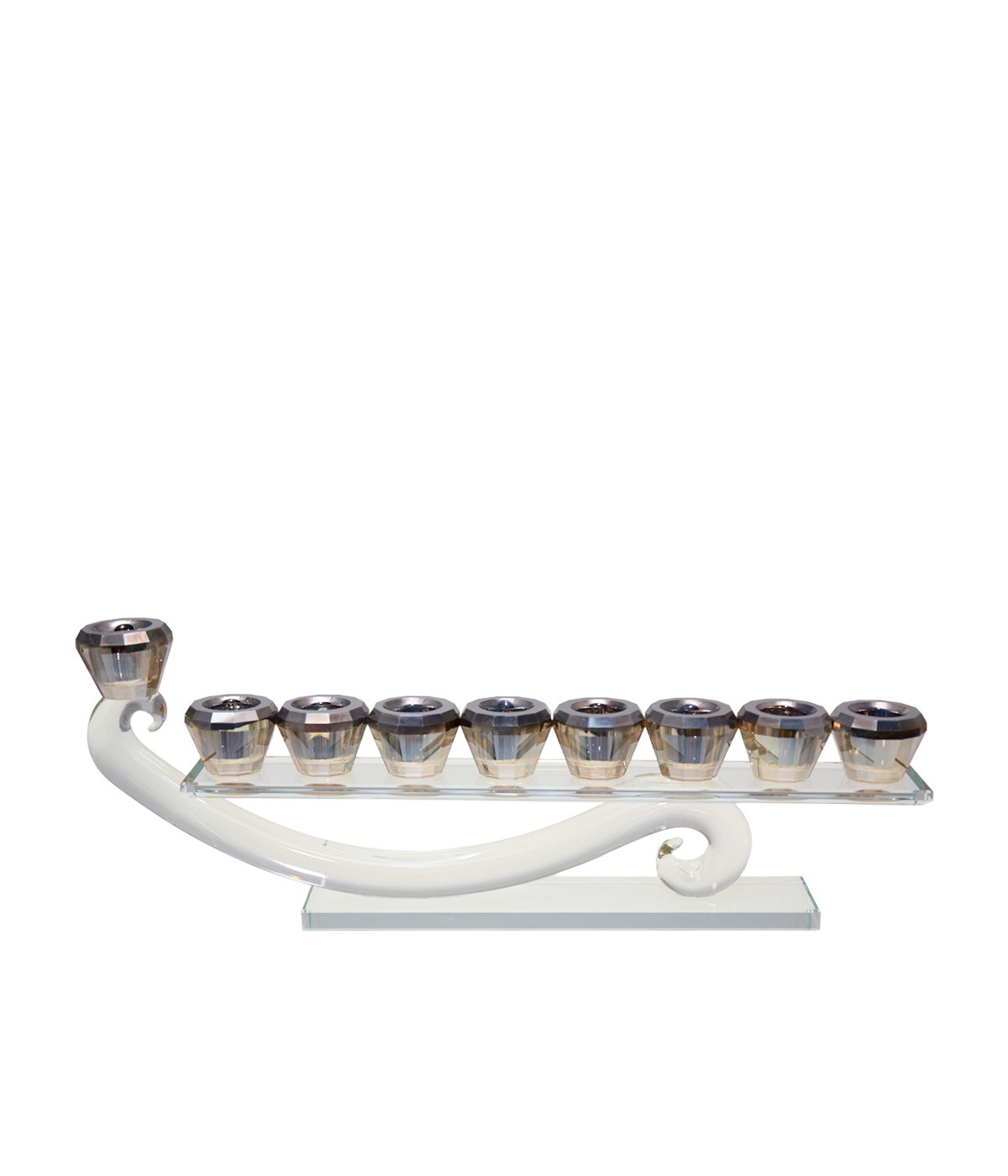 Amber-colored crystal menorah 