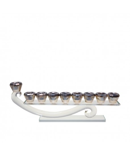 Amber-colored crystal menorah 