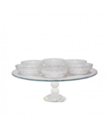 Seder tray on crystal stand 38x38x18cm