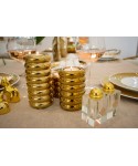Gilded medallion crystal salt and pepper shakers