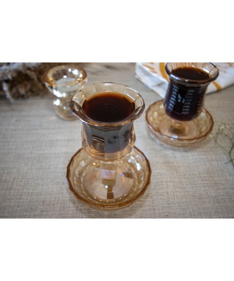 Verre à kiddouch avec coupelle ambre 11.5x11.5x16cm