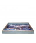 Watercolor blue rectangular tray 40x30x4.5cm