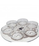Seder tray on crystal stand 38x38x18cm