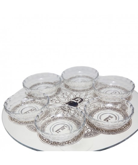 Seder tray on crystal stand 38x38x18cm