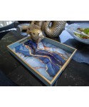 Watercolor blue rectangular tray 40x30x4.5cm