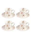 Coffee bean cups and saucers - set of 4