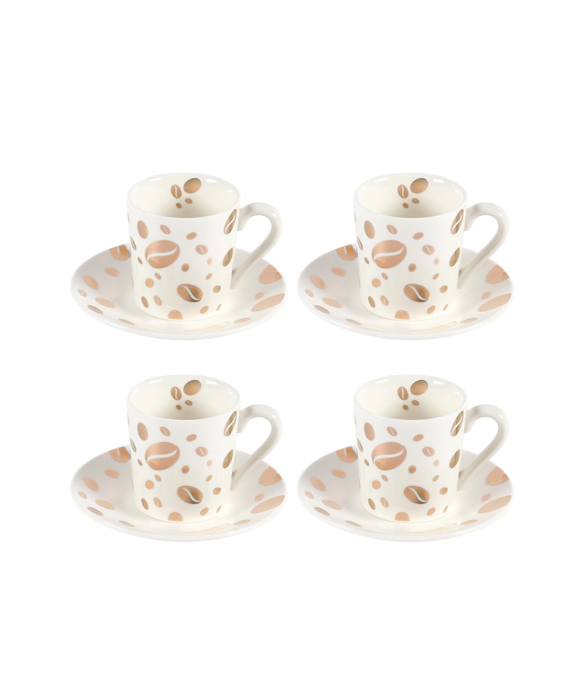 Coffee bean cups and saucers - set of 4