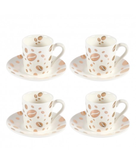 Coffee bean cups and saucers - set of 4