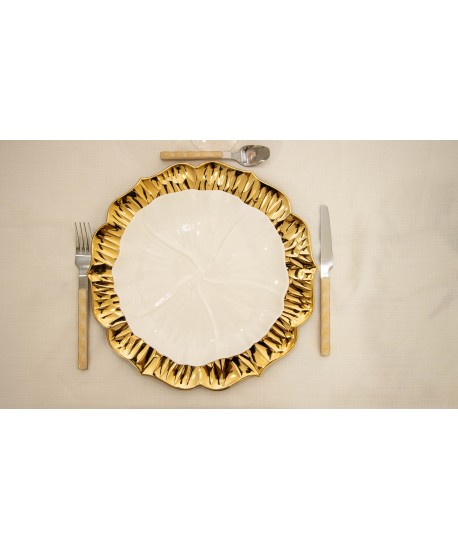 Dessous d'assiette rond pétale doré 33x33x2cm