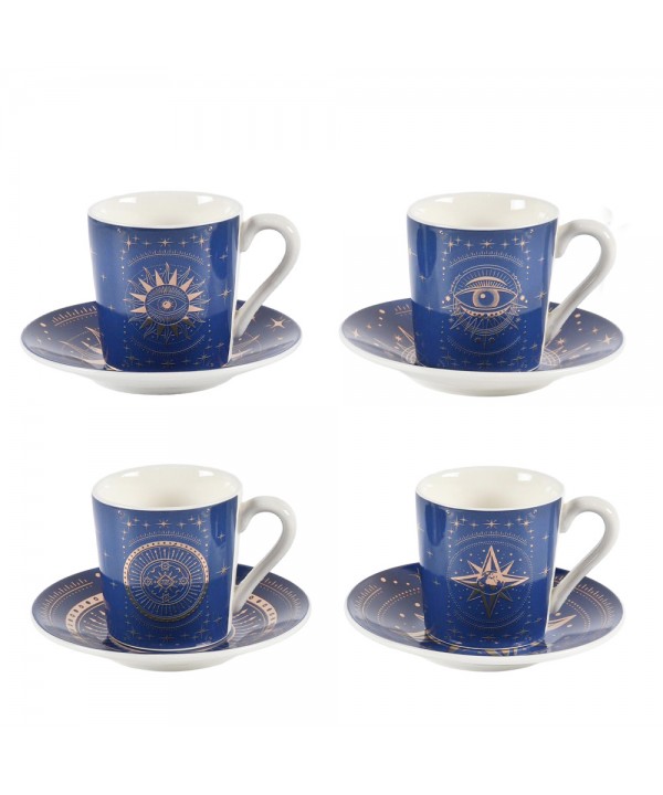 Star cups and saucers - set of 4