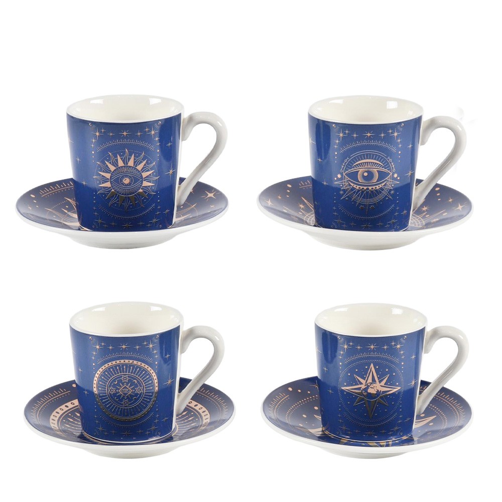 Star cups and saucers - set of 4