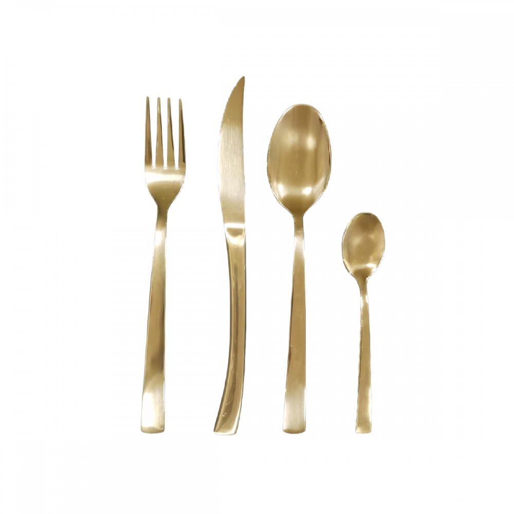 24-piece gold-plated shiny cutlery tray