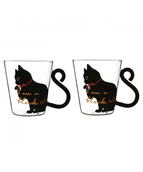 Tasses 300 ml décor chat - lot de 2