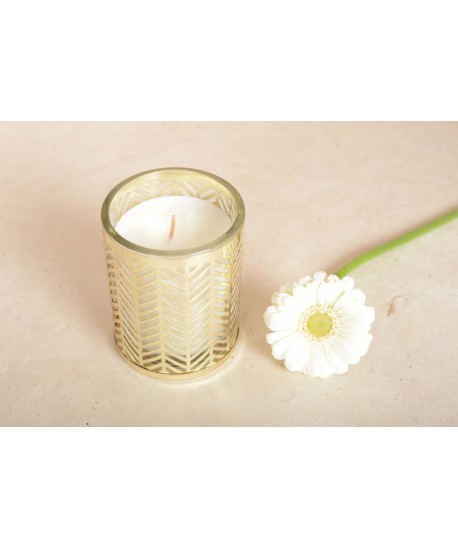 Bougie vanille épi petit modèle doré 8x7.5cm