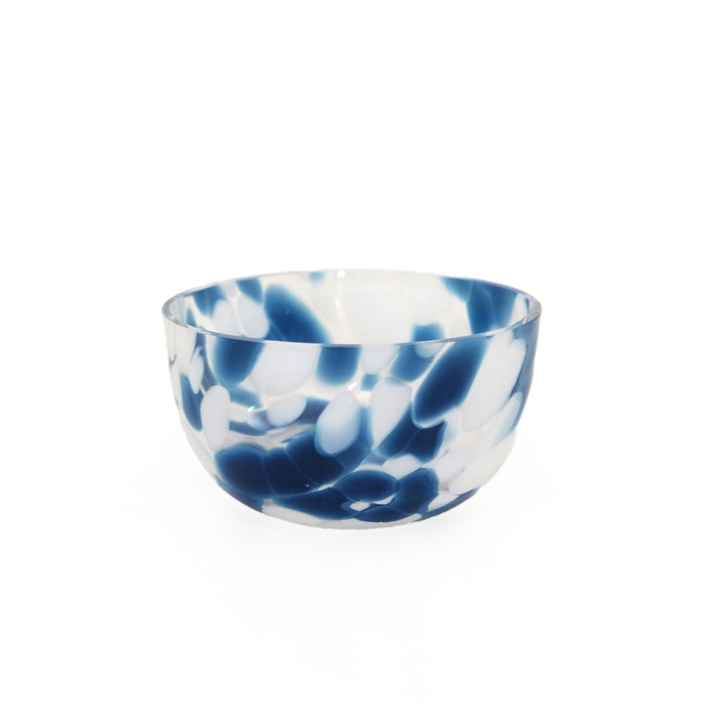 Blue and white glass bowl 11x11x6cm