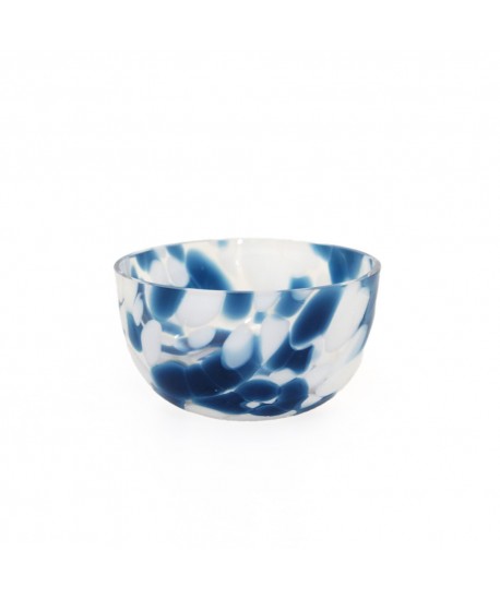 Blue and white glass bowl 11x11x6cm