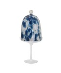 Cloche sur pied blanche et bleue 15x15x32.5cm
