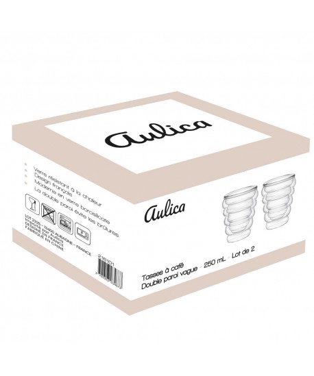 Tasses à thé et café double paroi vague 250ml - lot de 2