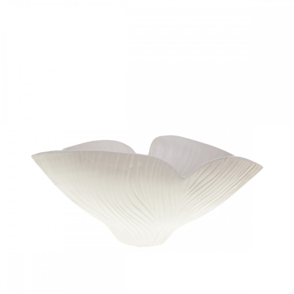 Floral beige mat ceramic salad bowl 41x31.5x20cm