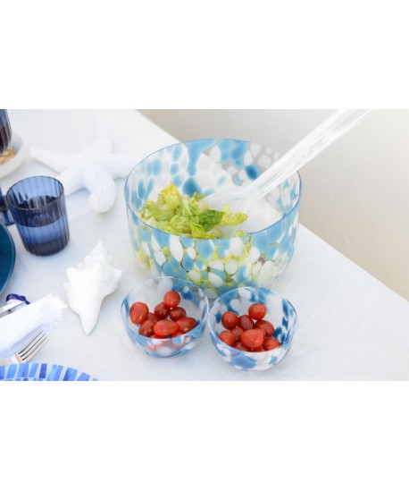 Blue and white glass bowl 11x11x6cm